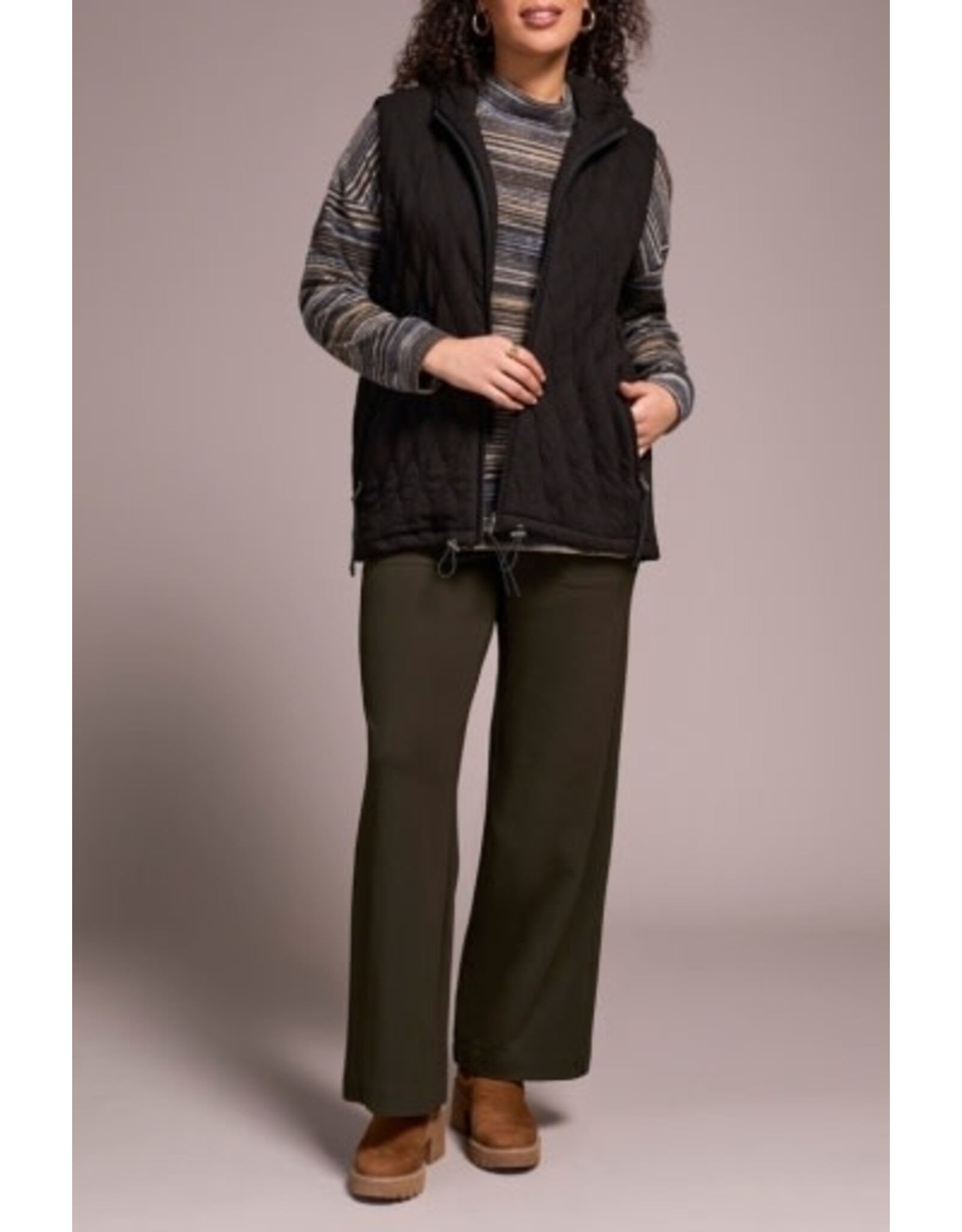 Tribal Tribal Quilted Cotton Long Hooded Vest