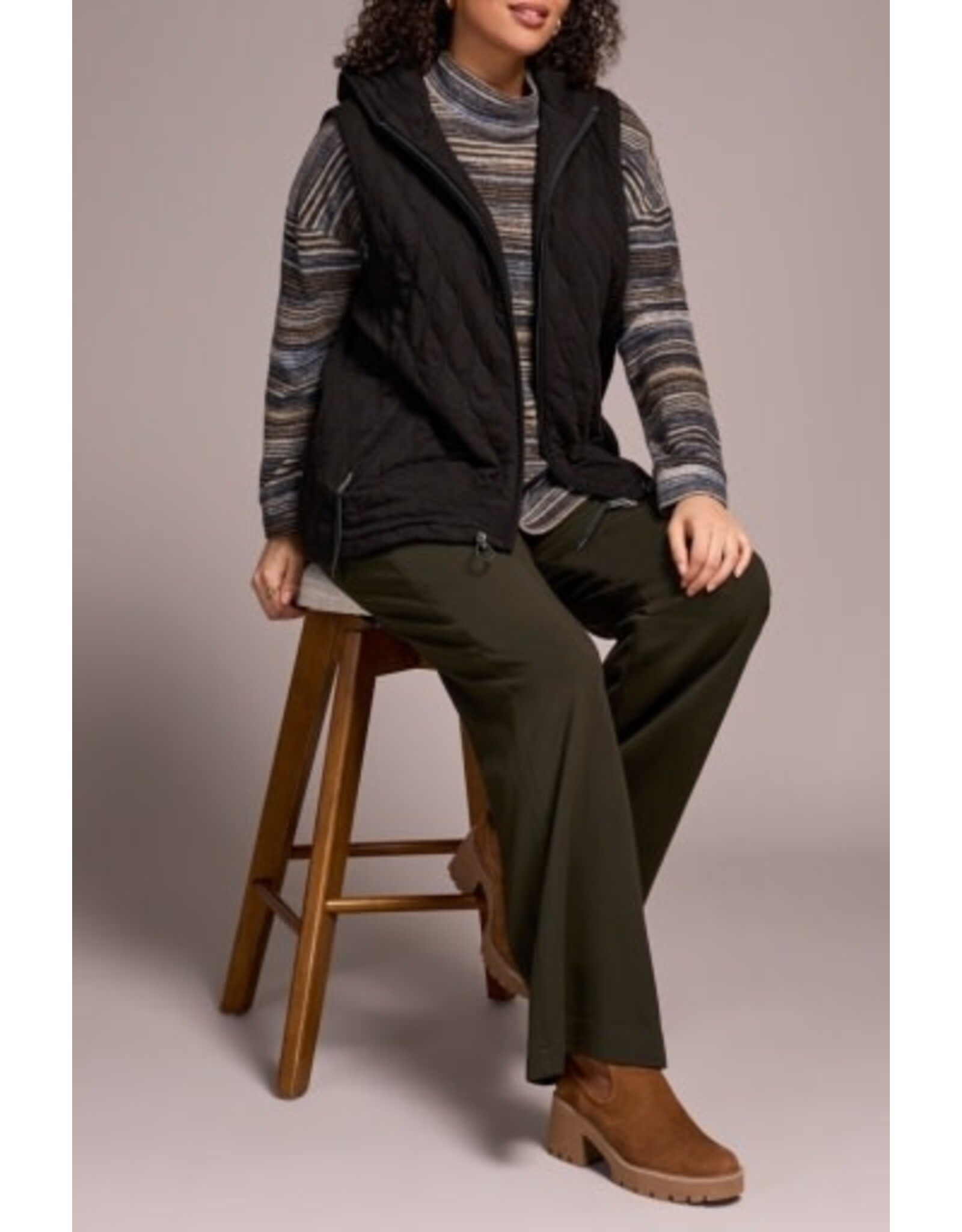 Tribal Tribal Quilted Cotton Long Hooded Vest