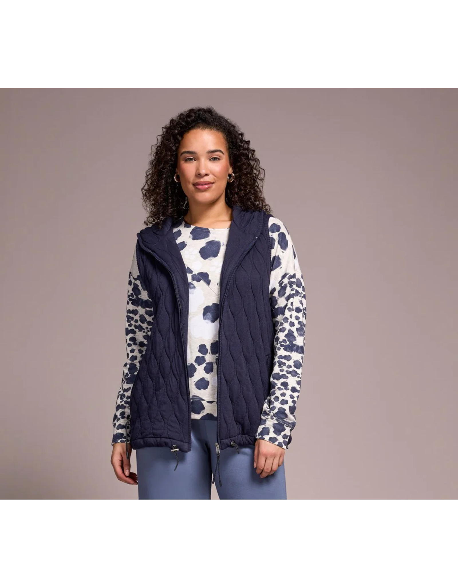 Tribal Tribal Quilted Cotton Long Hooded Vest