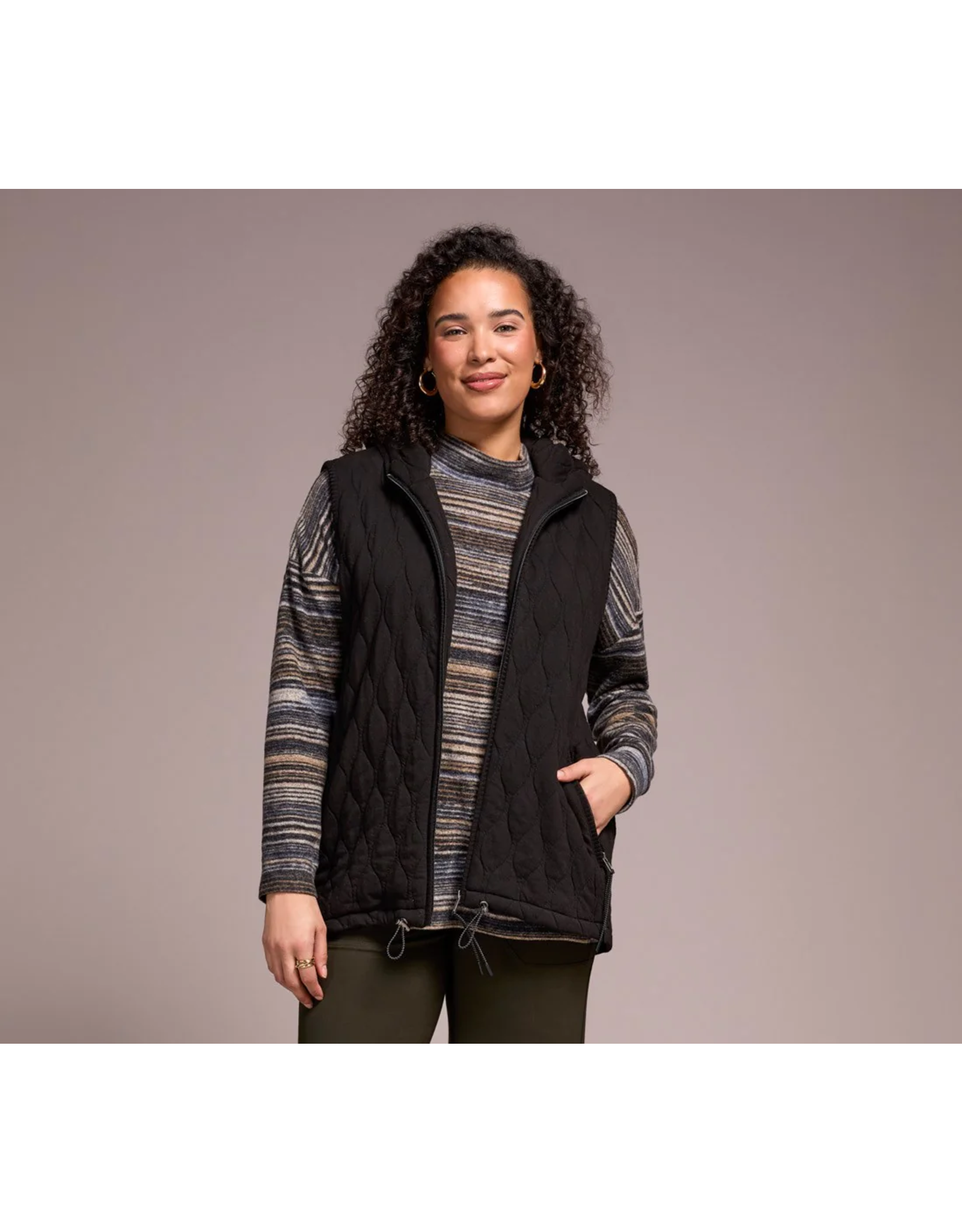 Tribal Tribal Quilted Cotton Long Hooded Vest