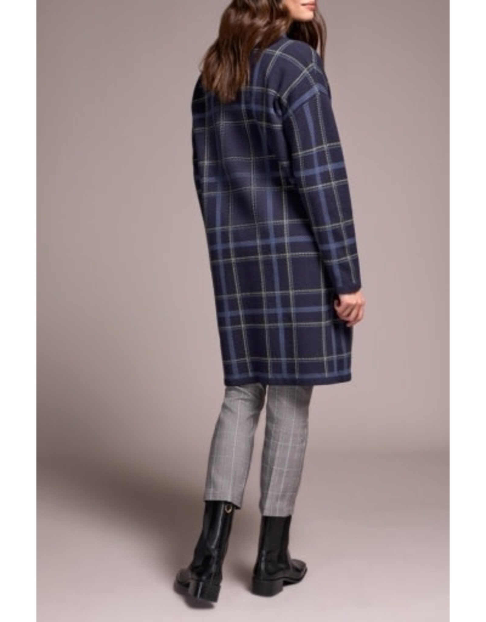 Tribal Tribal Double Knit Long Plaid Coatigan