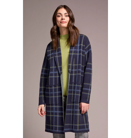 Tribal Tribal Double Knit Long Plaid Coatigan
