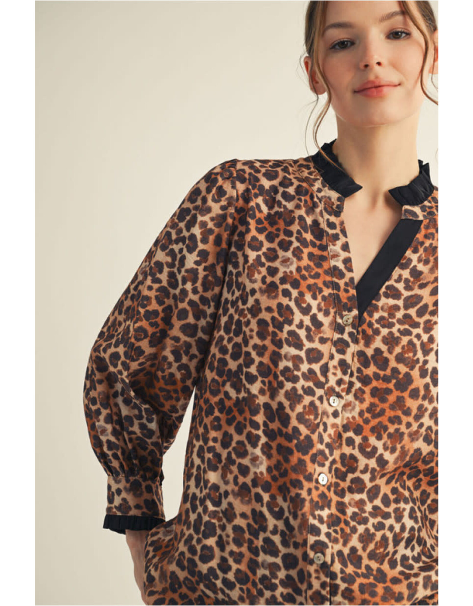 Alisha Leopard V-Neck Top