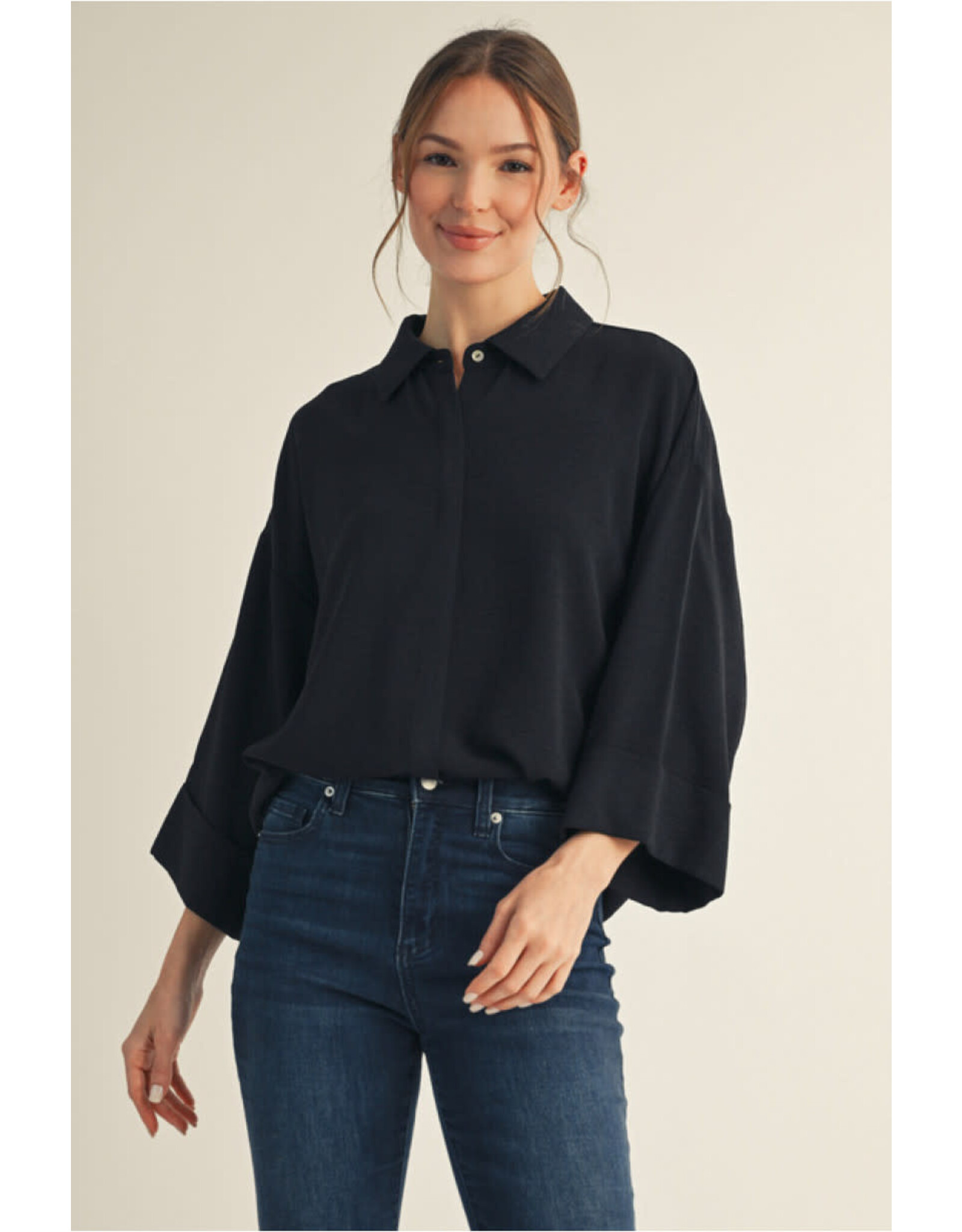 Martina 3/4 Sleeve Button Down Top