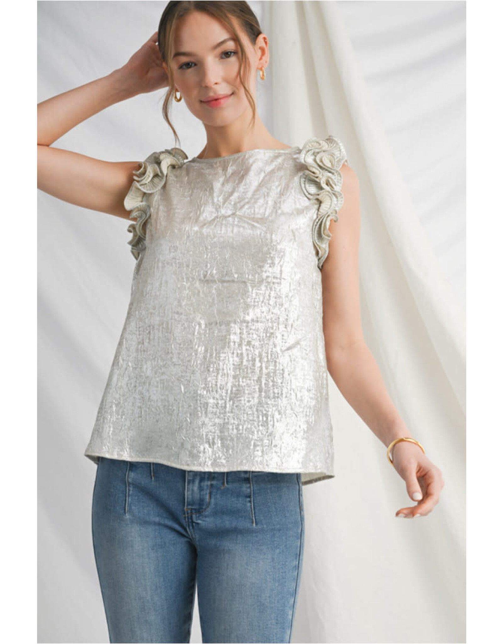 Georgina Metallic Crinkle Top