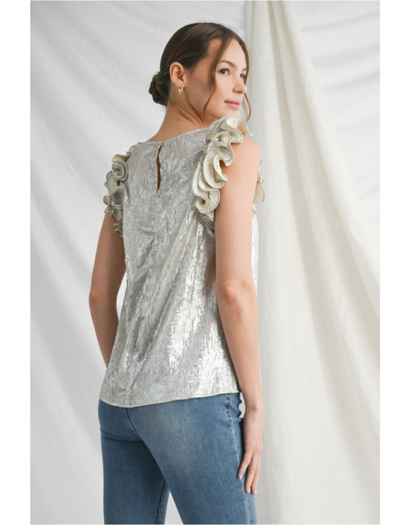 Georgina Metallic Crinkle Top