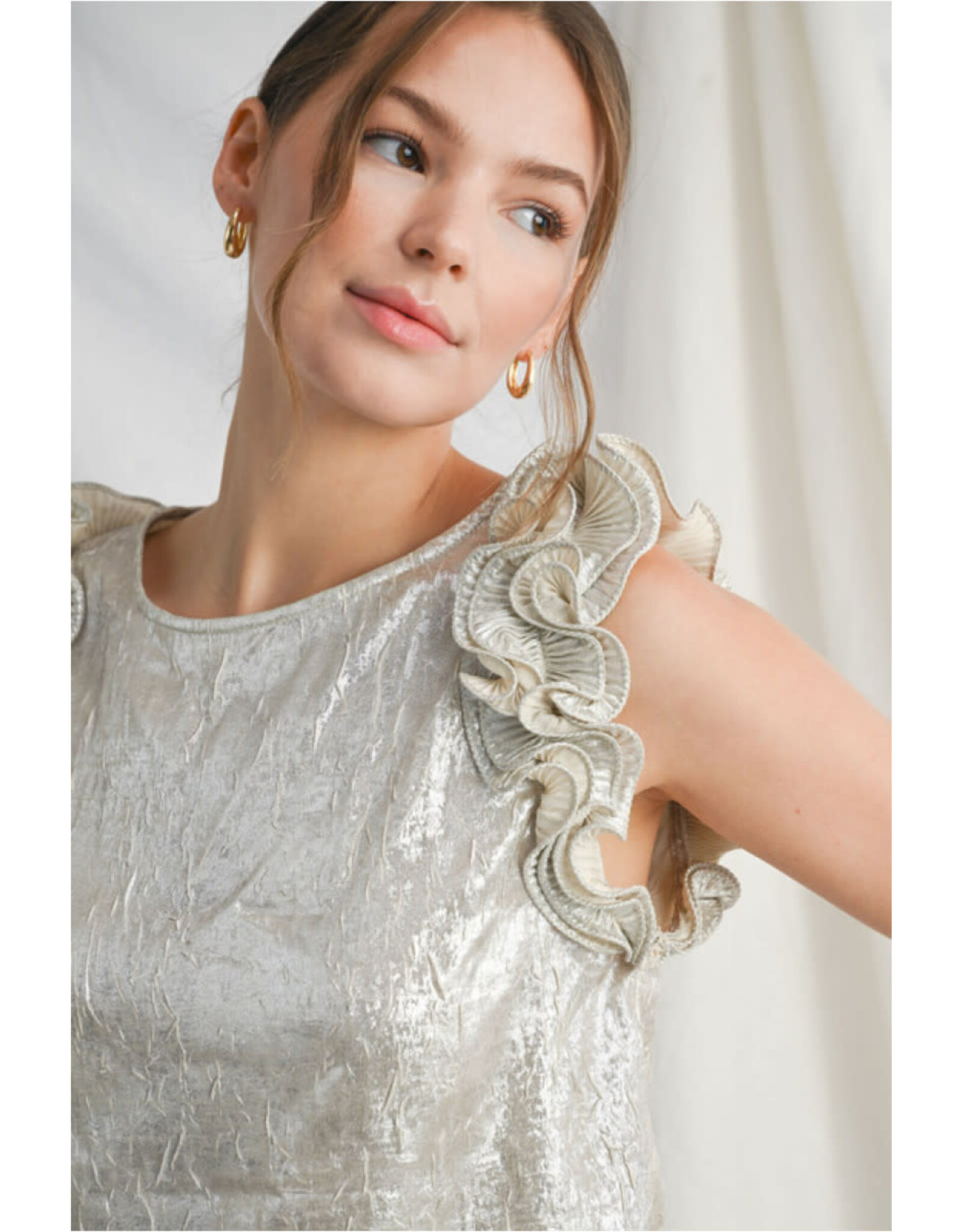 Georgina Metallic Crinkle Top