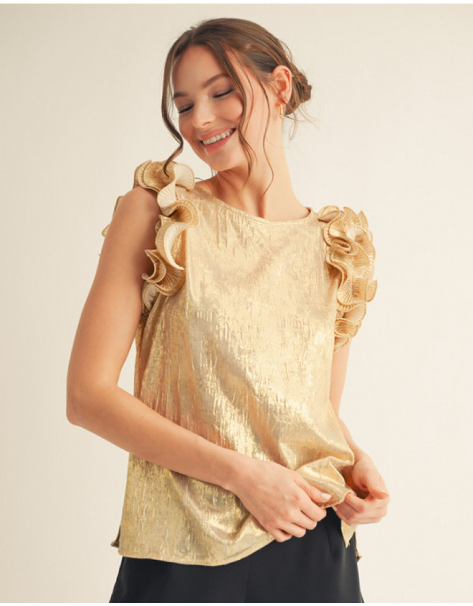 Georgina Metallic Crinkle Top