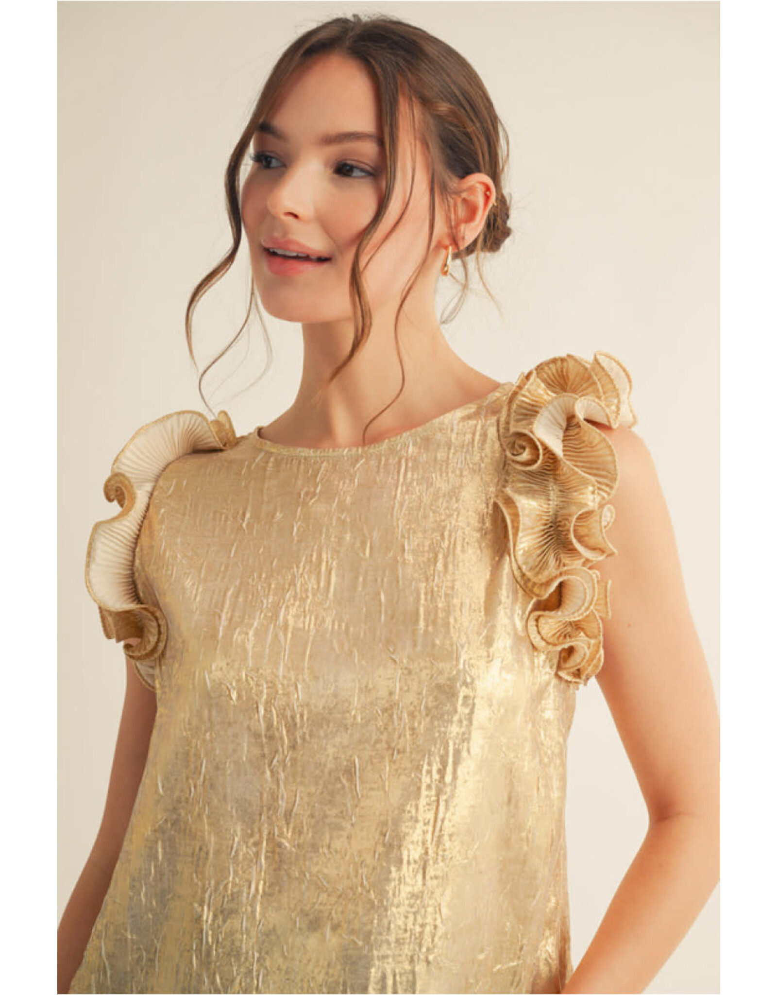 Georgina Metallic Crinkle Top