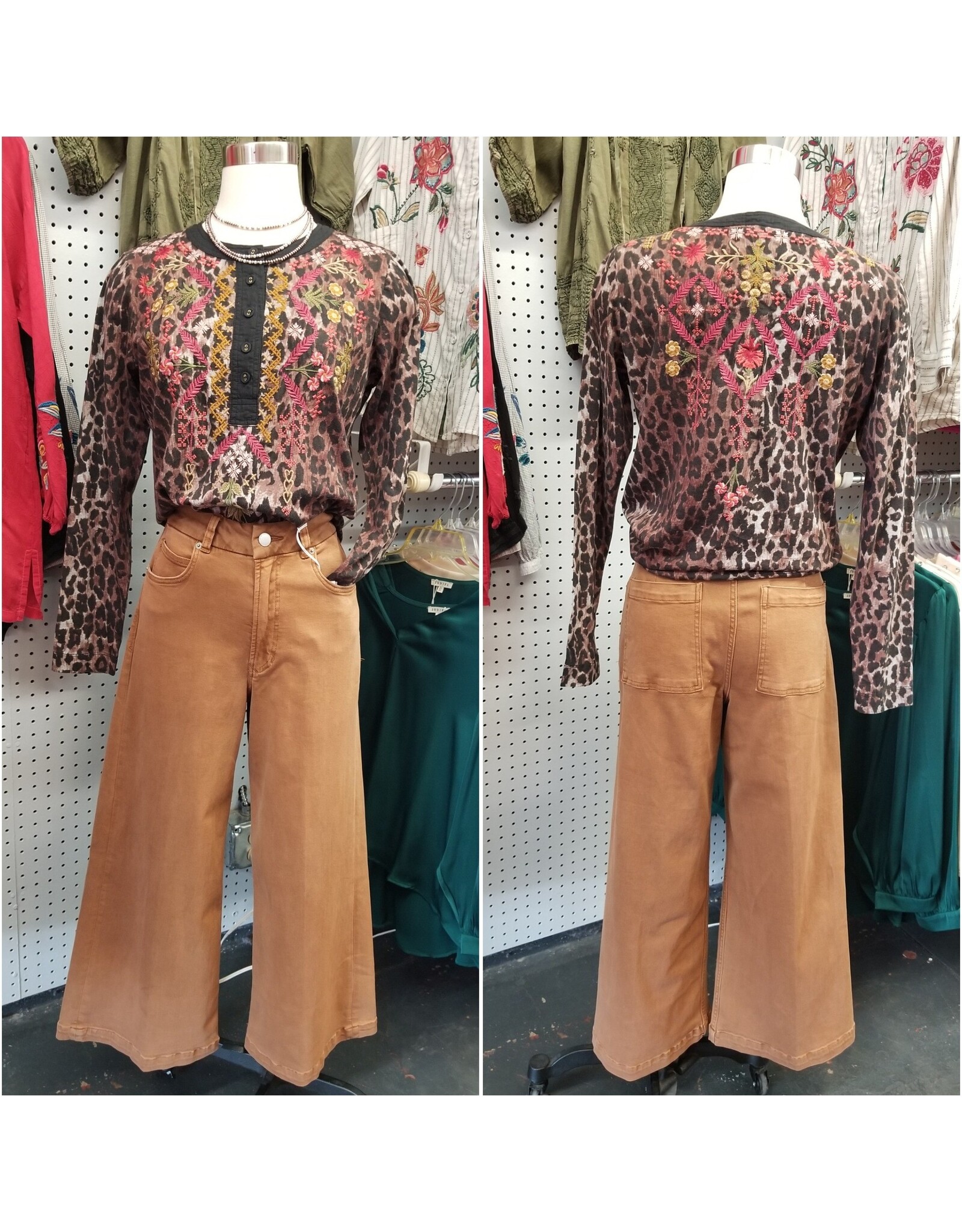 Johnny Was Johnny Was Mixed Media Henley T-Shirt Malaya