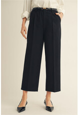 Aranza Elastic Waist Straight Black Slacks