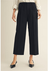 Aranza Elastic Waist Straight Black Slacks