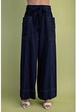 Lorca Wide Leg Pants With Contrast Stitching