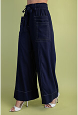 Lorca Wide Leg Pants With Contrast Stitching