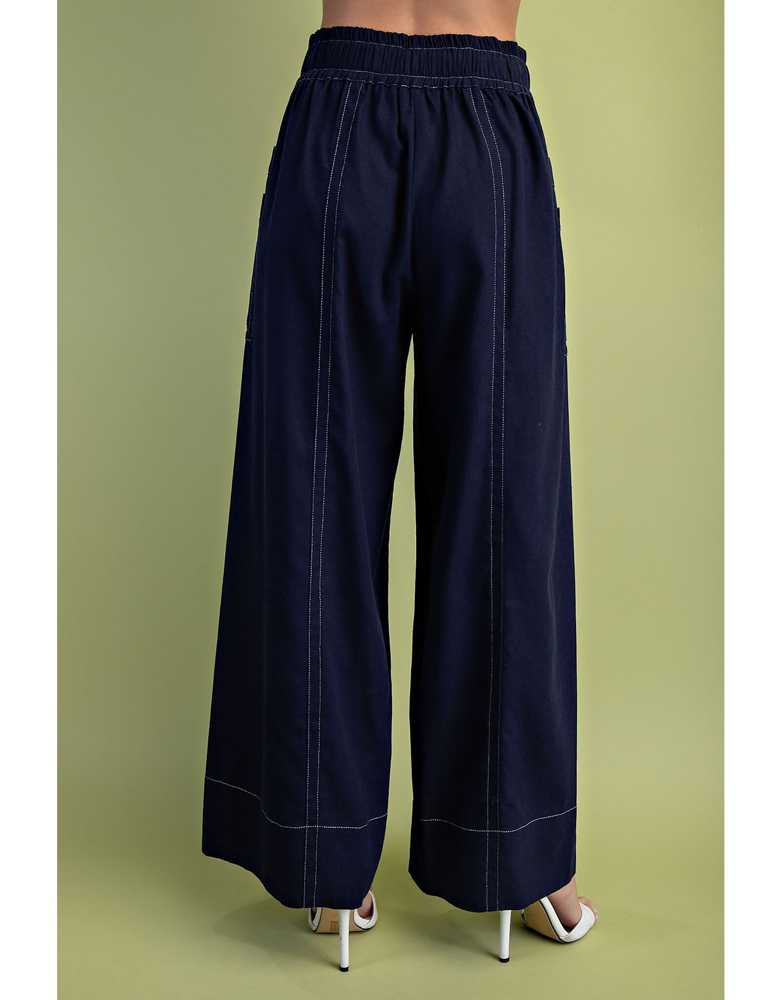 Lorca Wide Leg Pants With Contrast Stitching