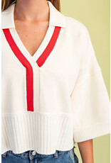 Mora V-Neck Collared Sweater