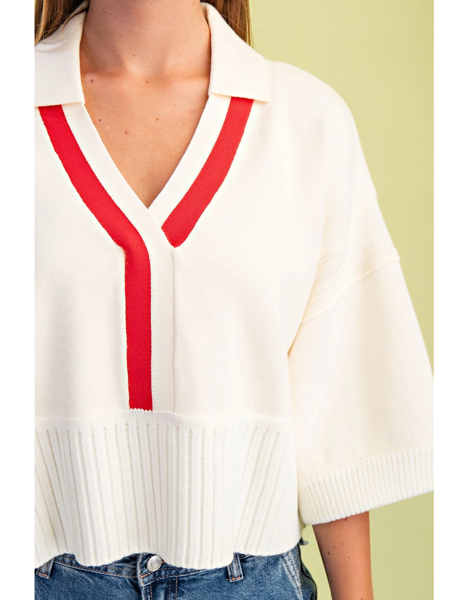 Mora V-Neck Collared Sweater