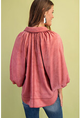 Jacinta Satin Balloon Sleeve Button Blouse