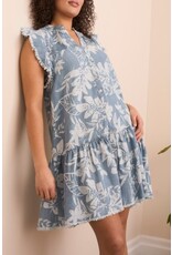 Tribal Tribal Ruffle Sleeve Button Down Dress