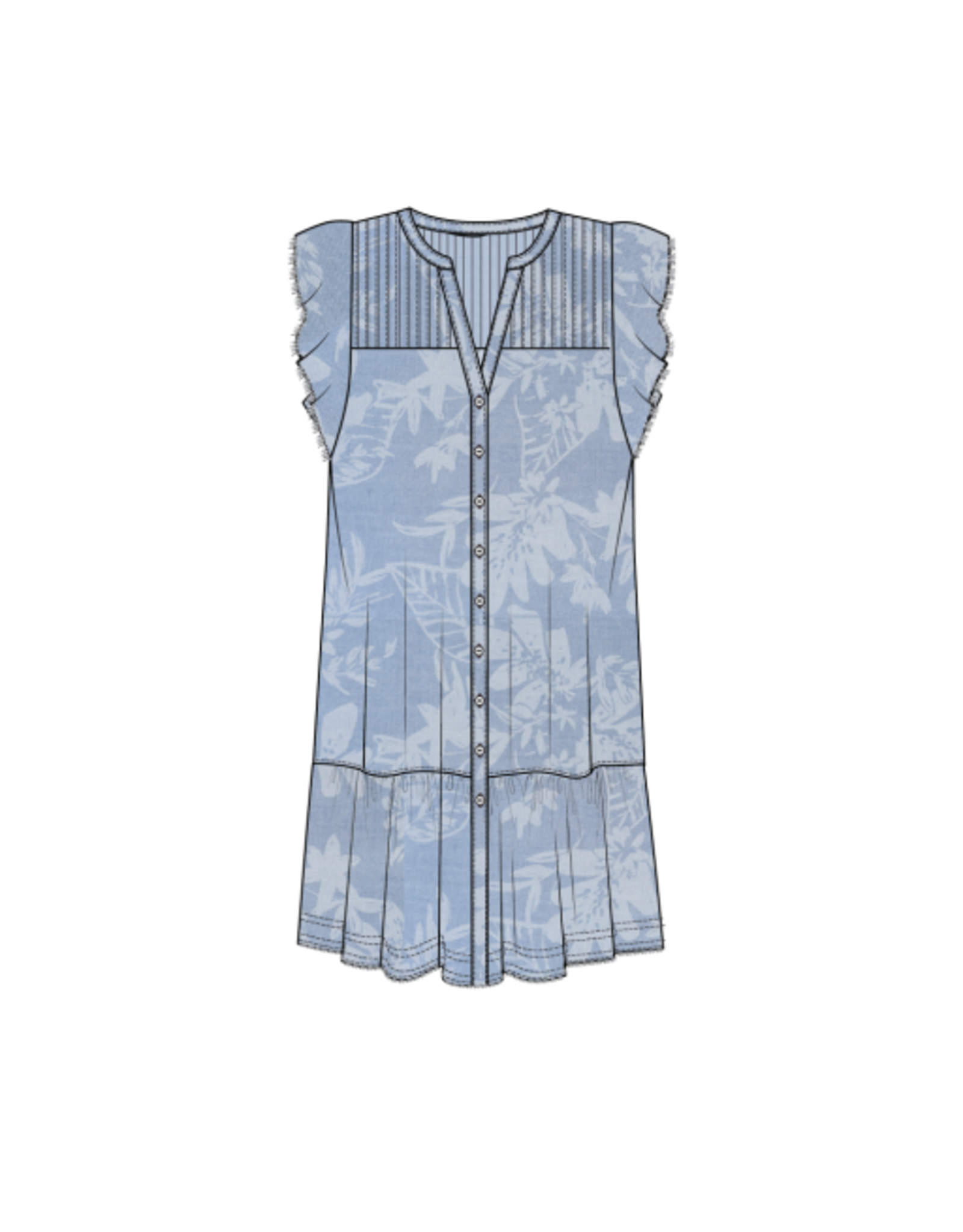 Tribal Tribal Ruffle Sleeve Button Down Dress