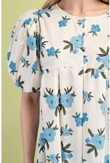 Rosario Floral Print Pleated Top