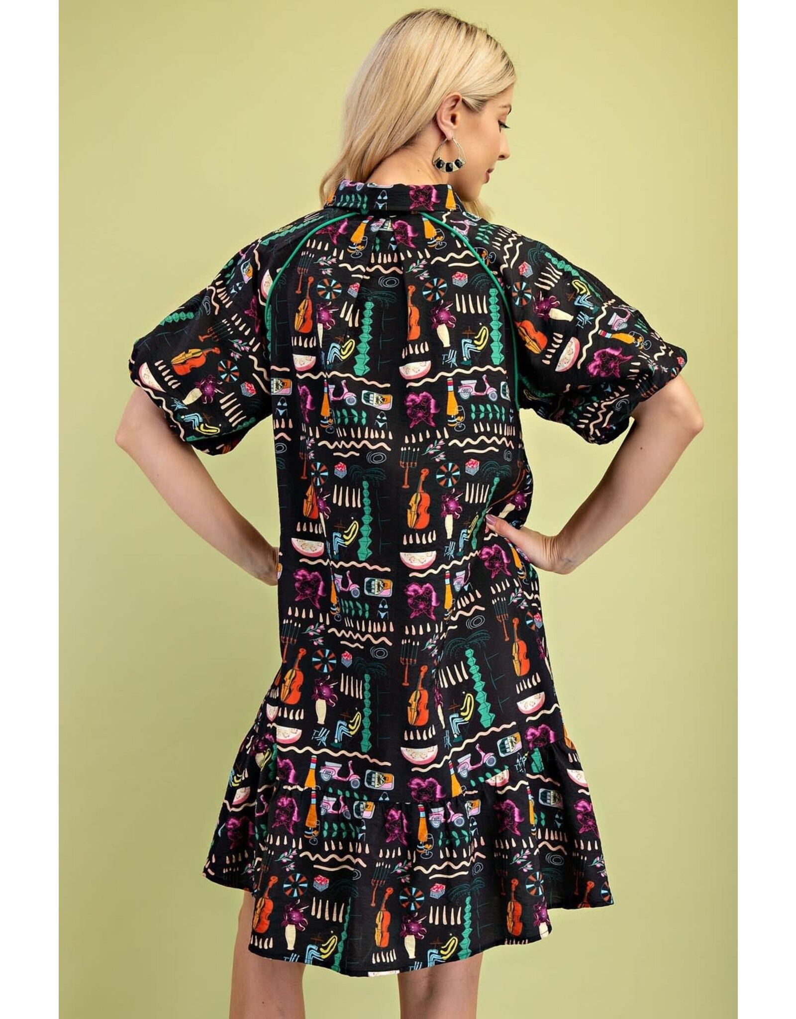 Lucilla Black Print Midi Dress