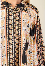 Arcelia Black Scarf Print Blouse