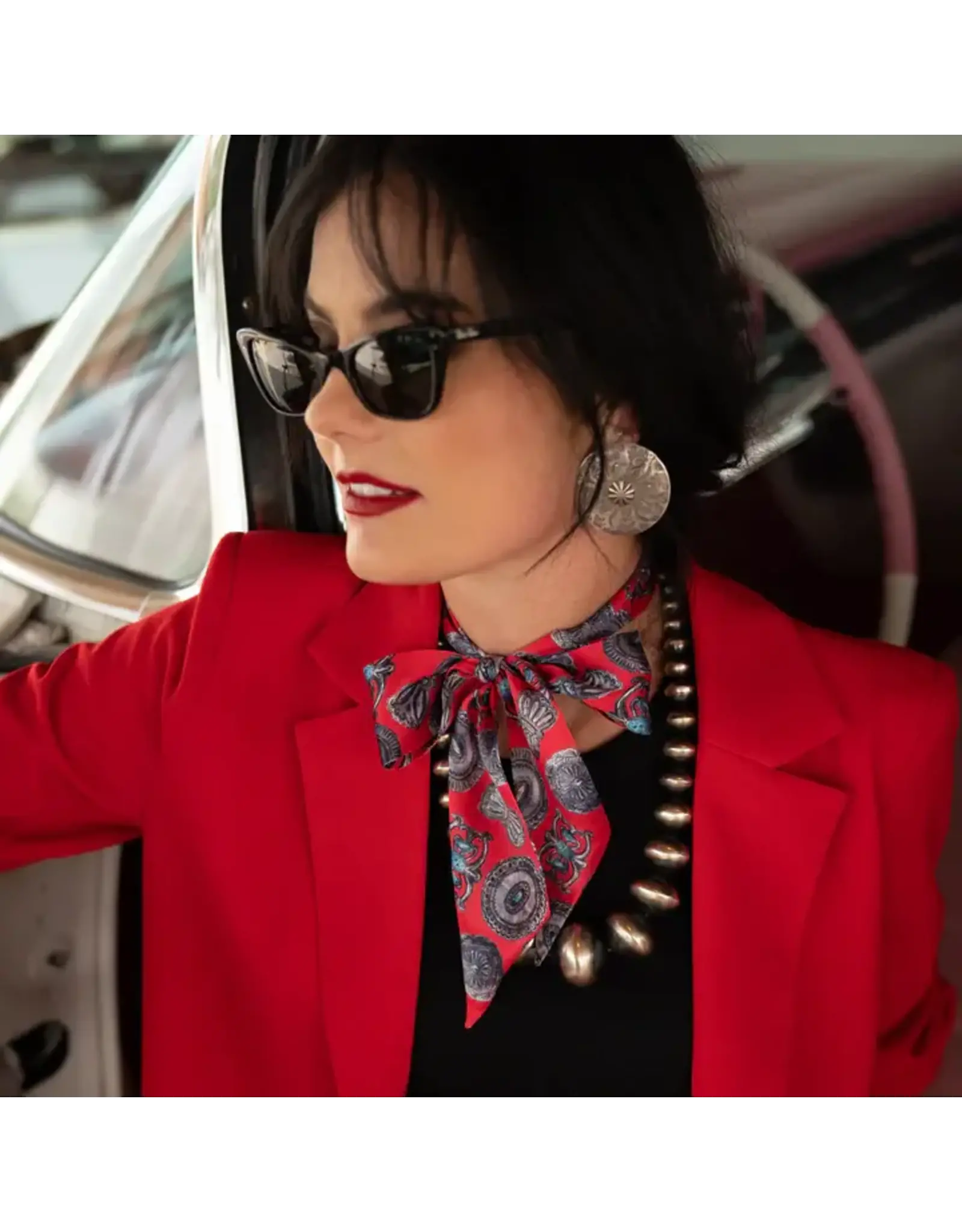 Fringe Scarves Fringe Big Concho Twilly Red