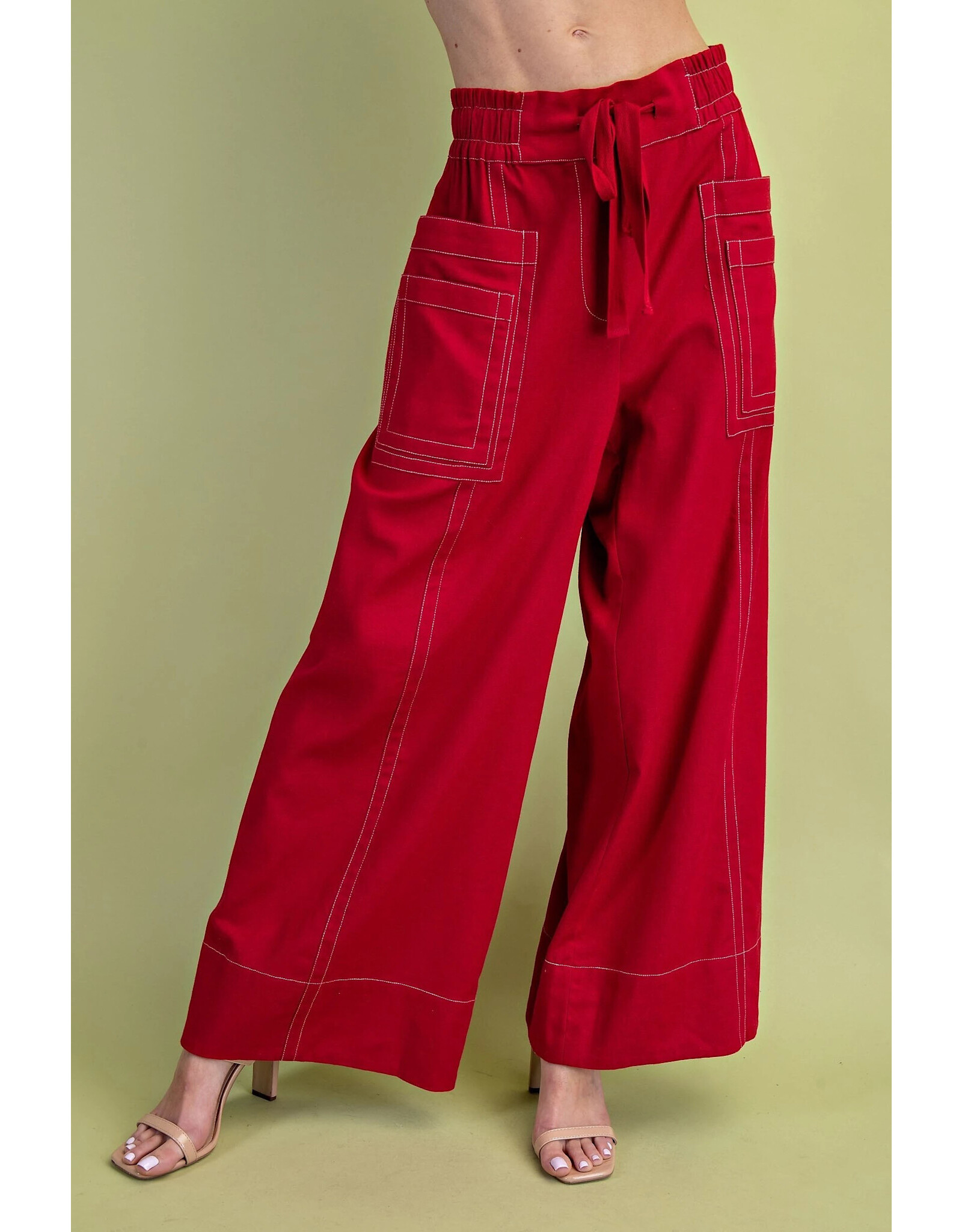 Lorca Wide Leg Pants With Contrast Stitching