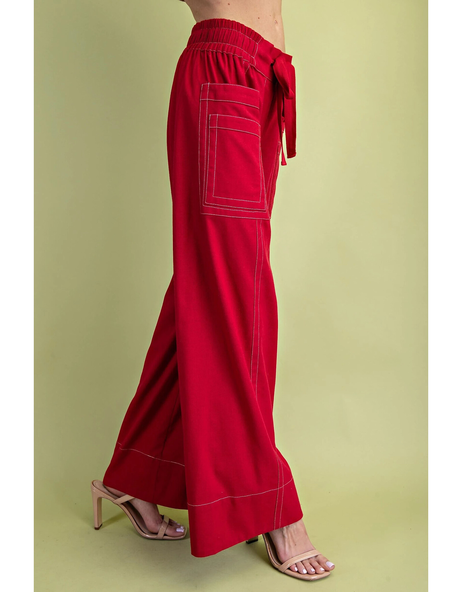 Lorca Wide Leg Pants With Contrast Stitching