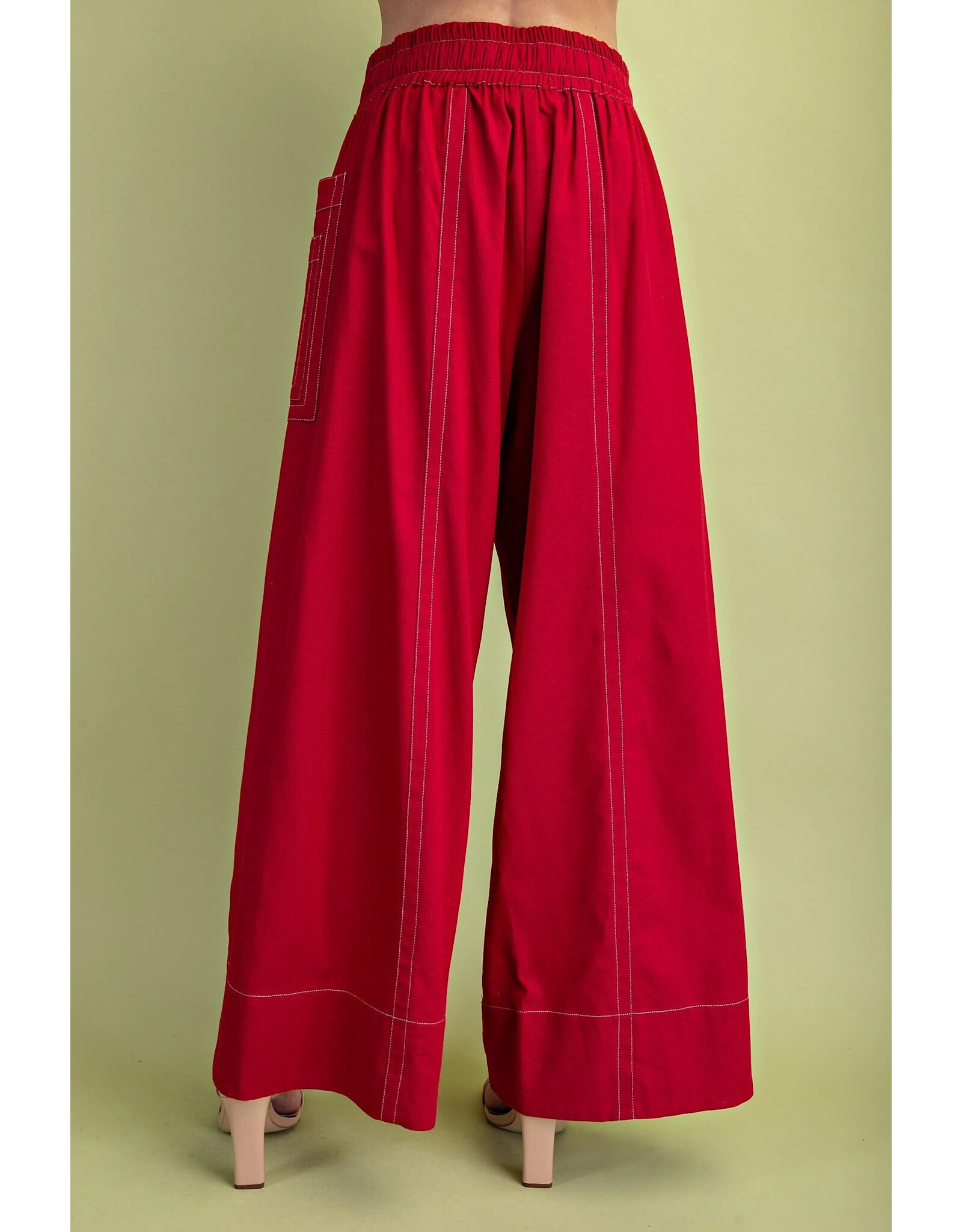 Lorca Wide Leg Pants With Contrast Stitching
