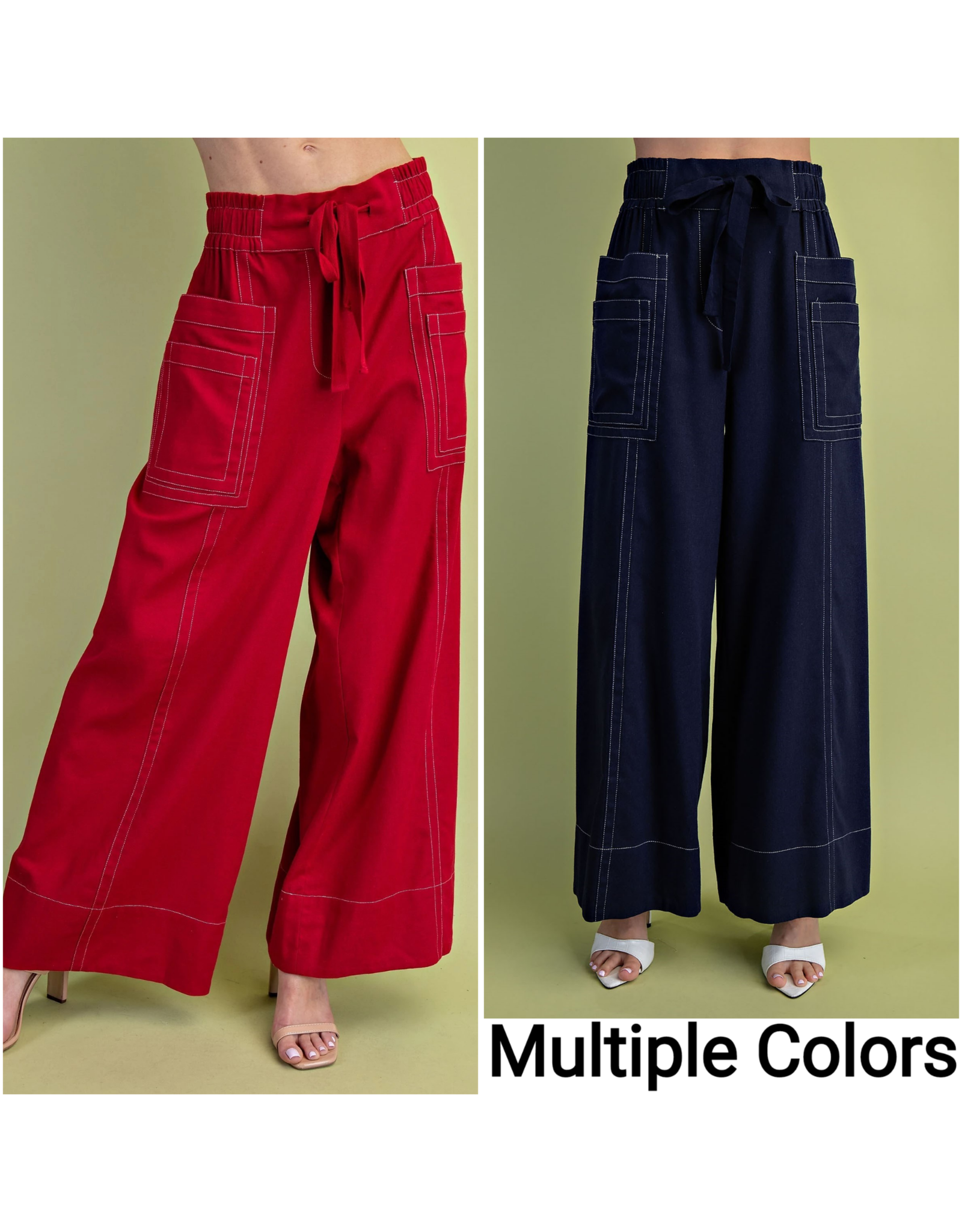 Lorca Wide Leg Pants With Contrast Stitching