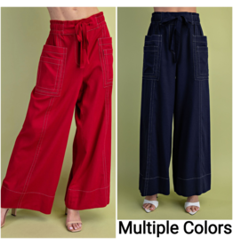 Lorca Wide Leg Pants With Contrast Stitching