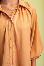Jacinta Satin Balloon Sleeve Button Blouse