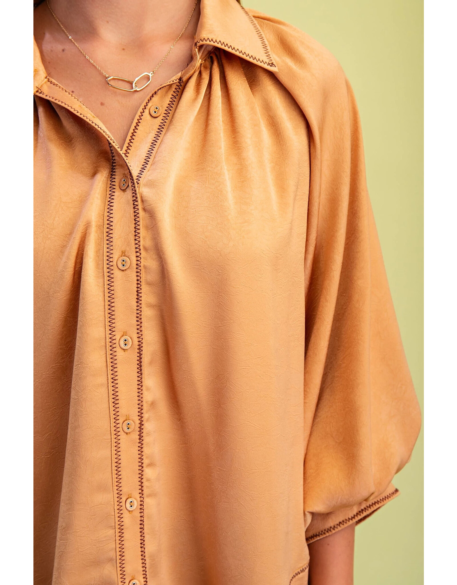 Jacinta Satin Balloon Sleeve Button Blouse