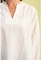 Melania Rhinestone Embellished Cream Blouse