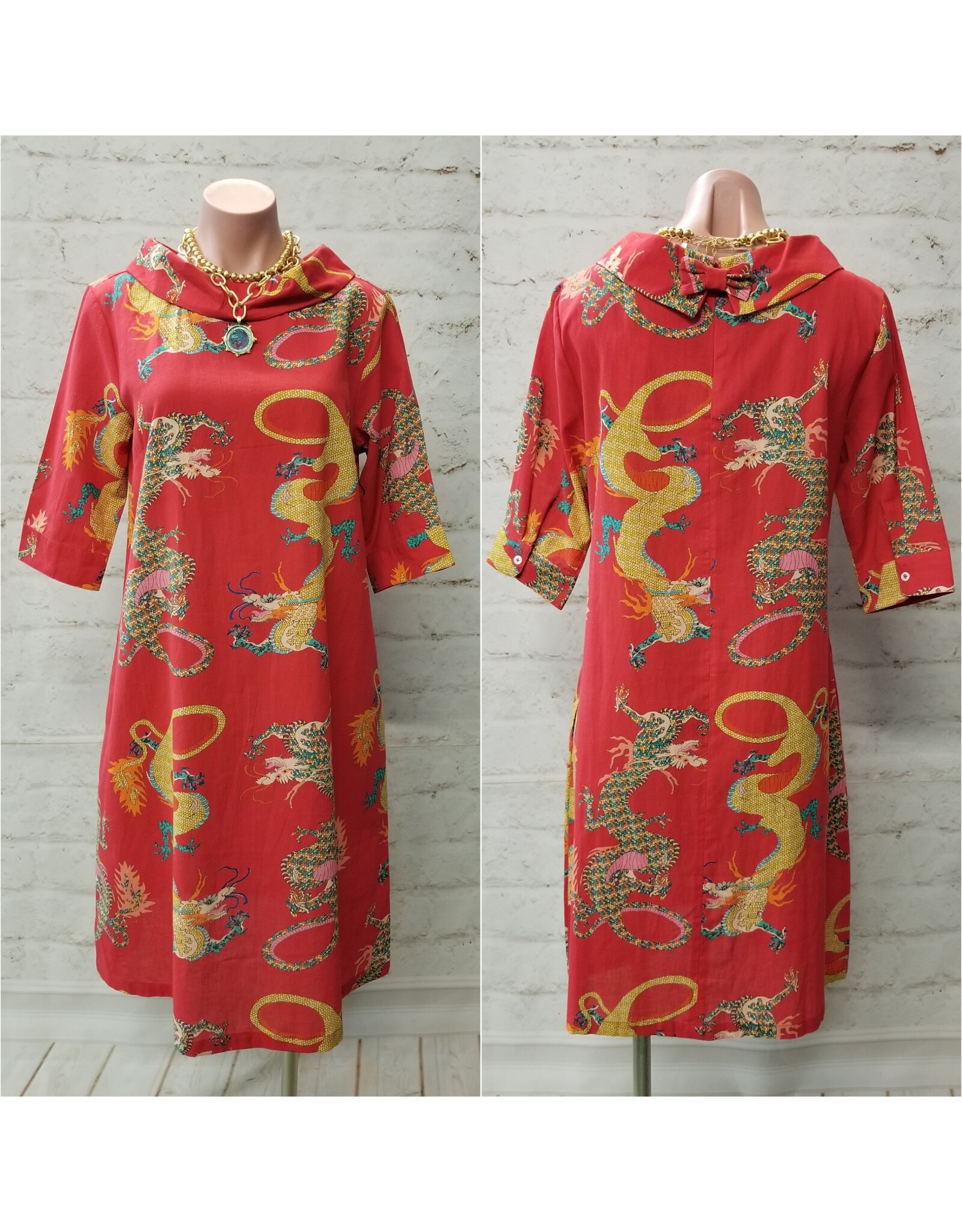 Dizzy Lizzie Audrey Red Dragons Retro Dress