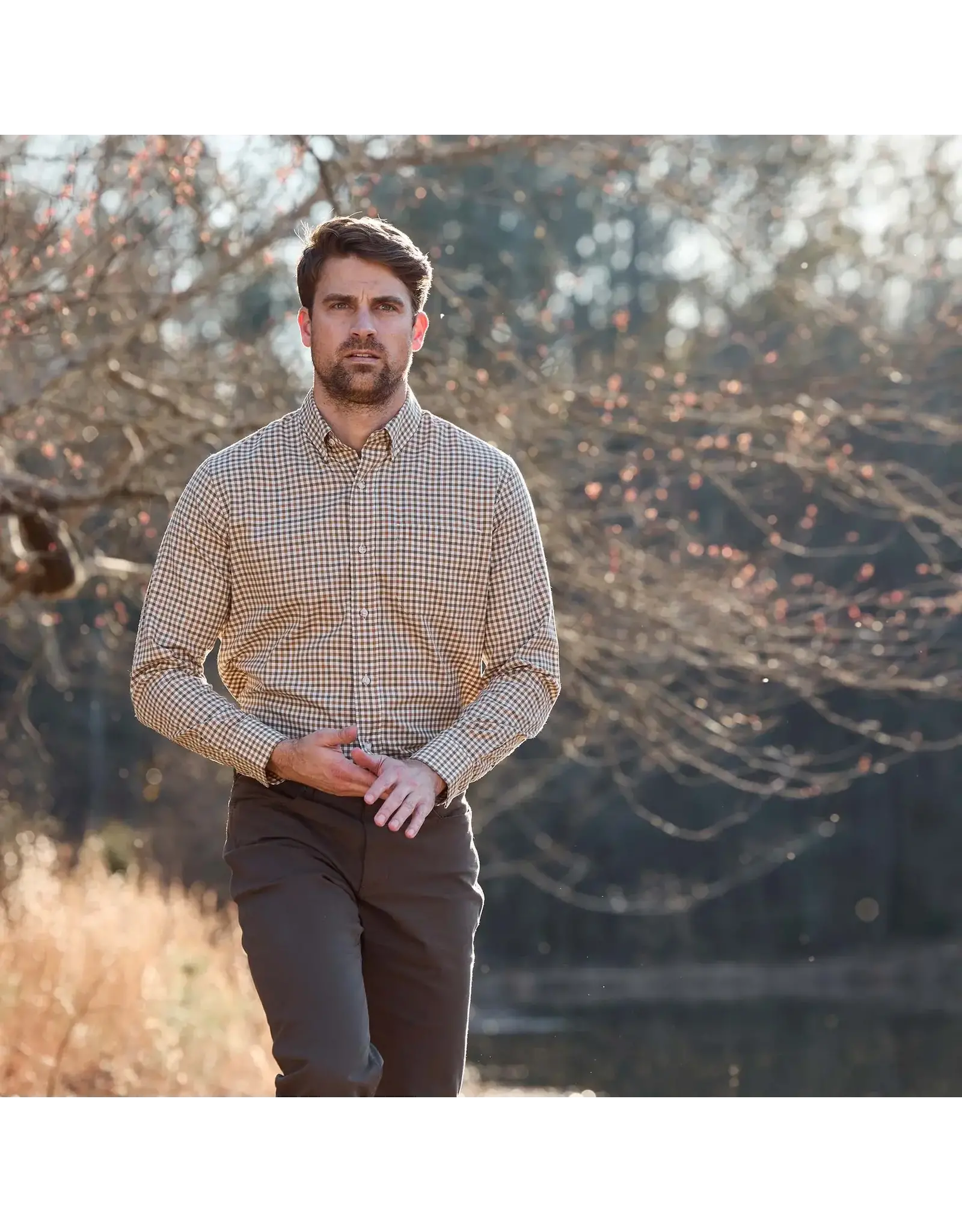 Tom Beckbe Knapp Cotton Twill Sport Shirt Pin Oak