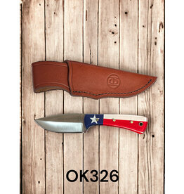 Circle SH Acrylic Texas Flag Straight Knife w/Sheath