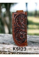 Circle SH 3.75" Tooled Leather Knife Sheath, Tan