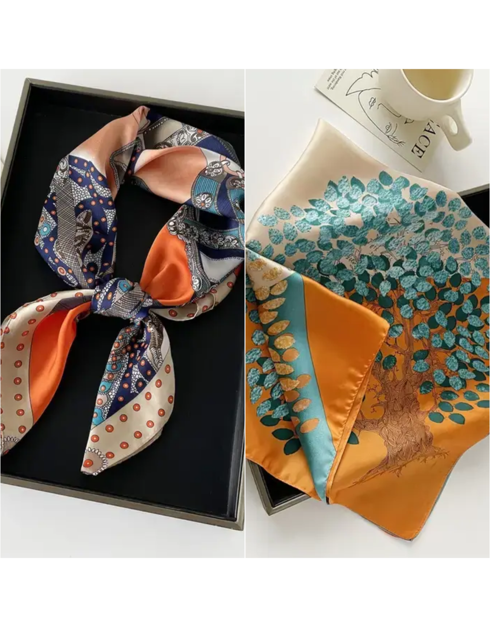 Satin Print Square Scarf