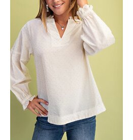 Melania Rhinestone Embellished Cream Blouse
