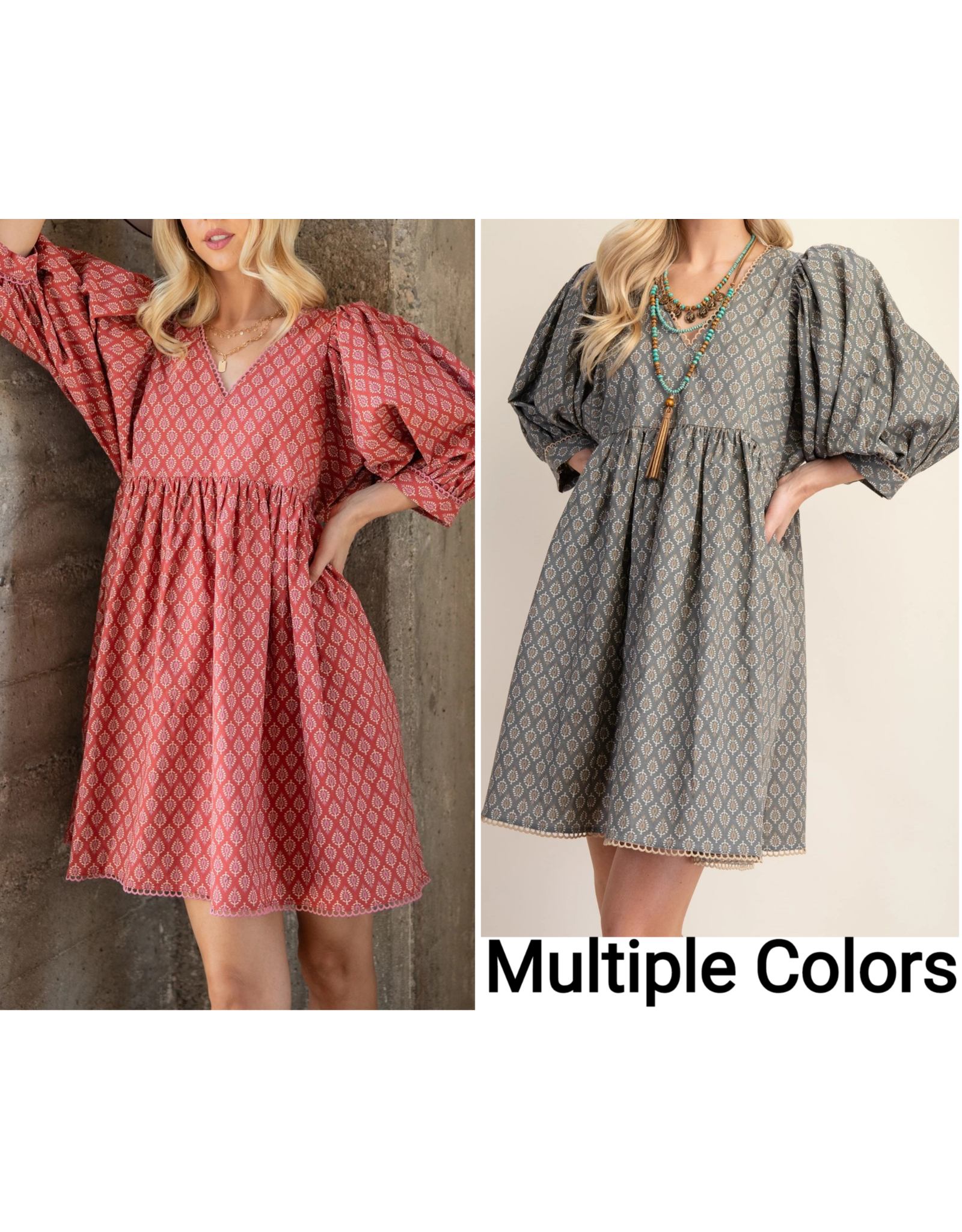 Florencia Mini Dress with Puff Sleeves
