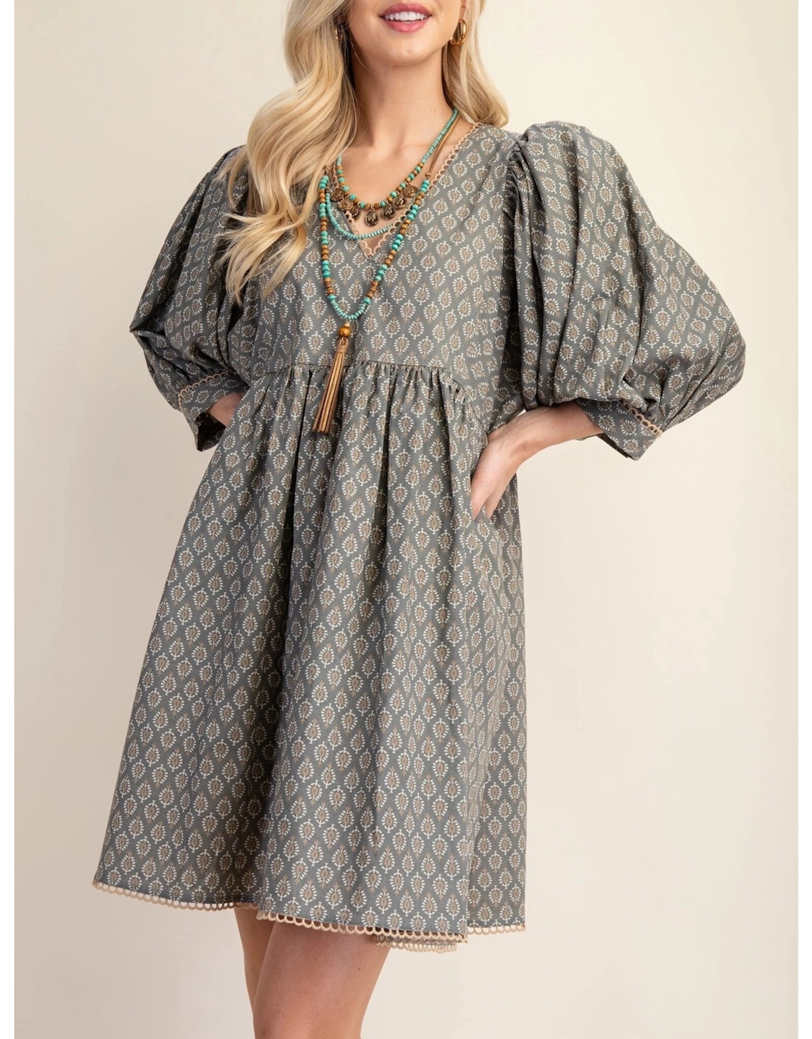 Florencia Mini Dress with Puff Sleeves