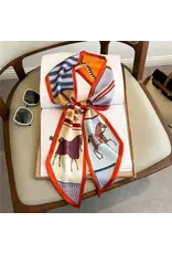 Horse Motif Skinny Silk Scarf