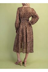 Chila Metallic Accented Leopard Print Midi Dress