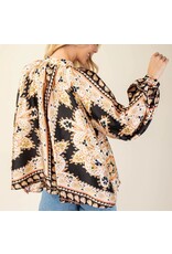 Arcelia Black Scarf Print Blouse