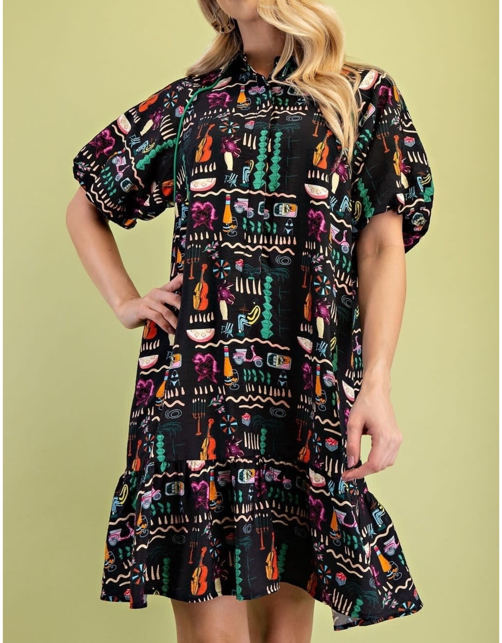 Lucilla Black Print Midi Dress
