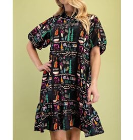 Lucilla Black Print Midi Dress