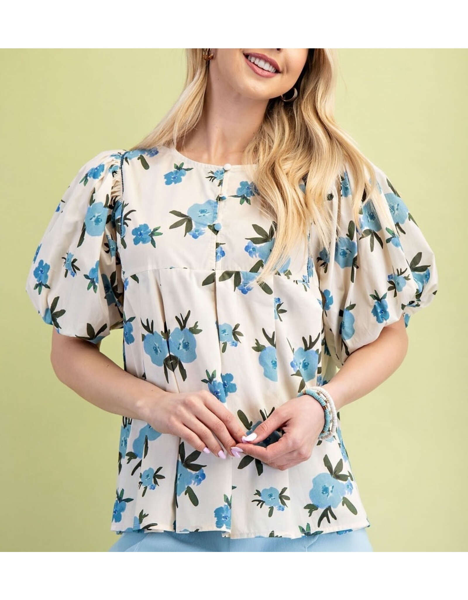 Rosario Floral Print Pleated Top